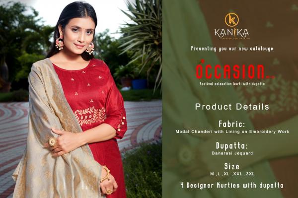 Kanika Occasion 1 Designer Chanderi Kurti With Dupatta 